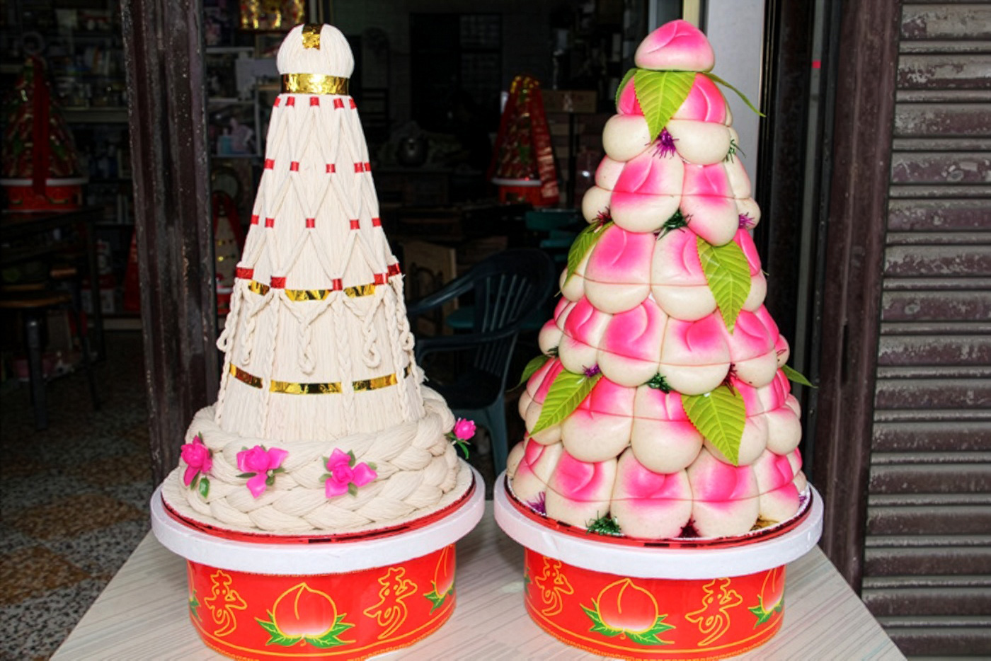 麵皮製壽桃壽麵塔 (紅豆)